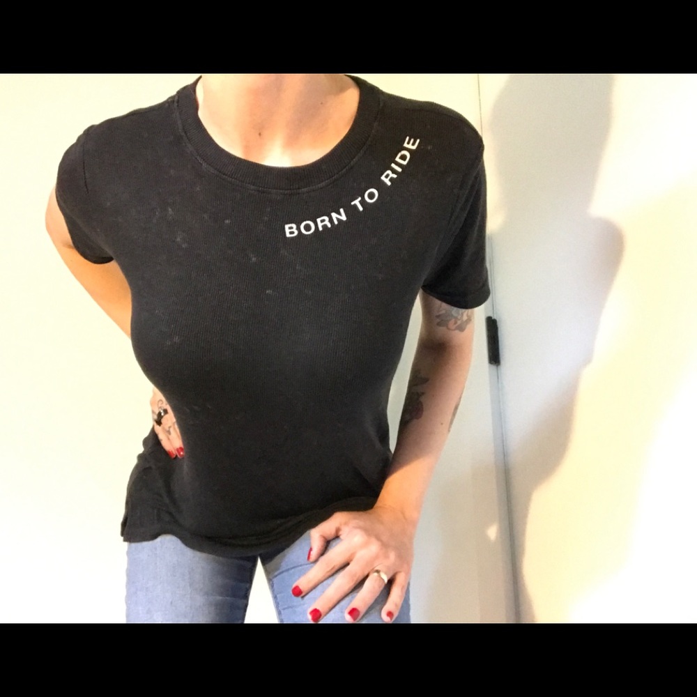 Forever 21 Born To Ride Tee Shirt Marble Black